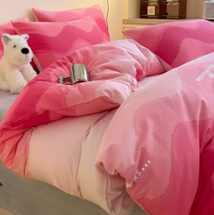 Color: Gradient wavy red, style: Flat Sheet-1.2m, Bedding Size:  - Simple Gradient Color Bed Four S Q119-CJCS191891057EV