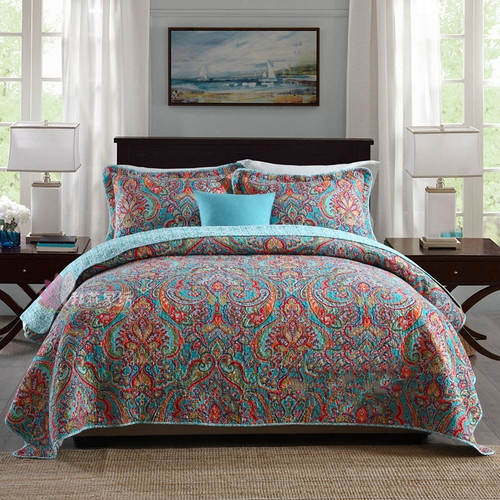 Pattern: Colorful, Size: Three Pieces - Bedspread Pure Cotton Summer Cooling Duvet Airable Cover Be Q119-CJYD199107305EV