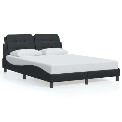  Bed Frame with LED without Mattress "Zadar" Black 53.9"x74.8" A949-3214144