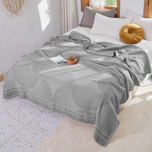 Color: Gray, Size Specification: 230cmx250cm - Four-layer Cotton Gauze Cotton Summer Quilt Nap Blan Q119-CJYD254231009IR