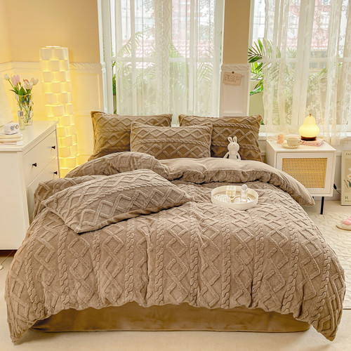 Pattern: Dark Coffee Color, Size Specification: 160X220cm - Solid Color Tafurong Quilt Cover Three- Q119-CJYD254325380BY