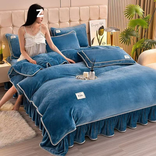 Pattern: Bentley Blue B Style, Size Specification: 180X220cm - Coral Fleece Plus Velvet Thick Duvet Q119-CJYD255722784FU