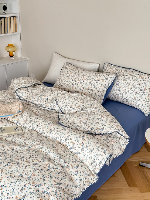 Color: Flower Love, Size: 180 Fitted Sheet 4PCs 220x240 - Super Soft Sleep Naked Class A Cotton Dou Q119-CJCS190583821UF