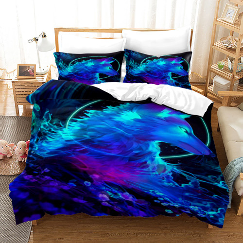 Pattern: Wolf 16, Size: 210?—210 - Bed Home Textile Wolf Digital Printed Three-piece Set Q119-CJYD206053573UF