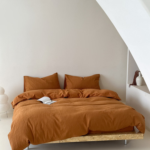 Pattern: Pumpkin, Size Specification: 1.8m Bed Sheet - Class A Cotton Texture Tree Pattern Four-pie Q119-CJCS254709926ZA