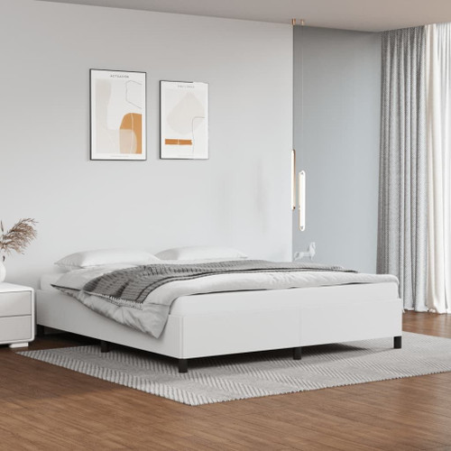  Bed Frame White Faux leather, plywood, engineered wood King A949-347284