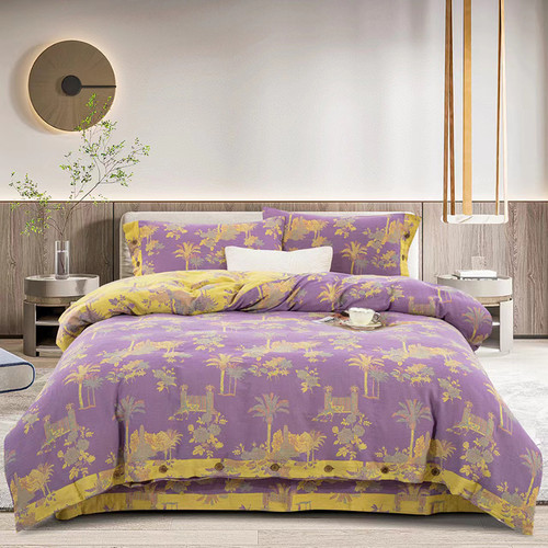 Pattern: Hawaii Light Purple, Size Specification: 2.0 flat sheet - Cotton Double-layer Yarn Four-pi Q119-CJCS253809450XC