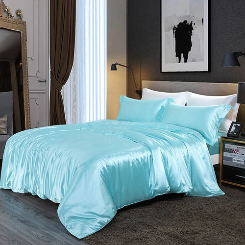 Color: Blue, Size Specification: 1.5m - Four-piece Silky Sleep Bare Silk Quilt Cover Q119-CJCS237770562JQ