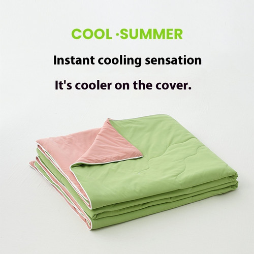 Pattern: Green And Red, Size: 2.0m - Solid Color AB Version Summer Cool Feeling Thin Duvet Washable Q119-CJYD203048303CX