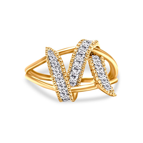 14K Yellow Gold Plated .925 Sterling Silver 1/4 Cttw Diamond Interlocking Bypass Ring (I-J Color, I N162-022769R500