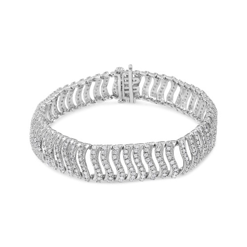 .925 Sterling Silver 5.00 Cttw Round-Cut Diamond "S" Link Bracelet (I-J Color, I3 Clarity) - Size 7 N162-60-8086WDM