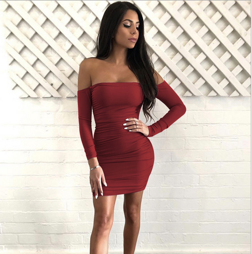 ZY8903 Europe and America sexy shoulder length sleeve sleeve hip dress, Amazon cross border autumn  Q119-CJNSSYLY00874