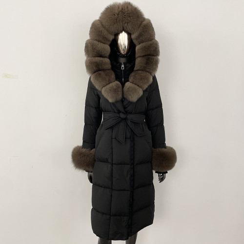 Color: Black Imitated Mink, Size: XL - Thickened Long Section White Goose Down Slim Fit Women's Coat Q119-CJYD245180409IR