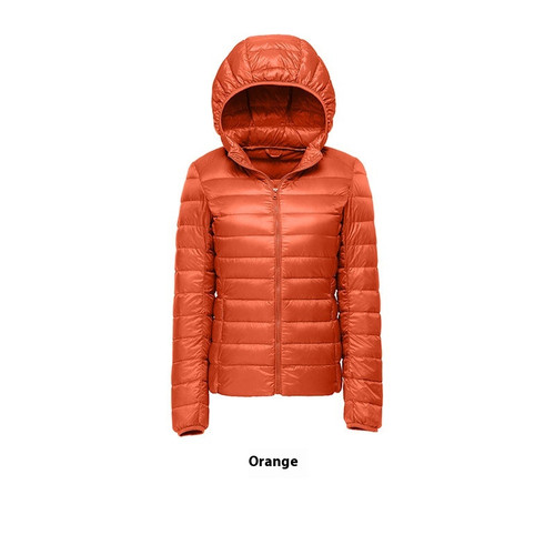 Color: Orange, Size: 3XL - Women's Short Slim-fit Lightweight Thin Loose Hooded Coat Q119-CJYD253635643QJ