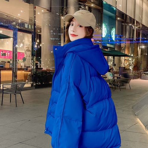 Color: 220 Blue, Size: M - Korean Style Loose Autumn Winter Coat Cotton-padded Jacket Q119-CJJK257859408HS