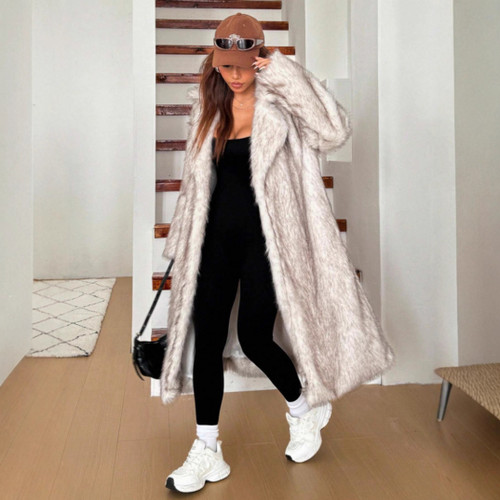 Imitation Fox Fur Long Thickened Maojian Tea Gradient Color Coat Autumn And Winter New Women's Q119-CJYD2537977