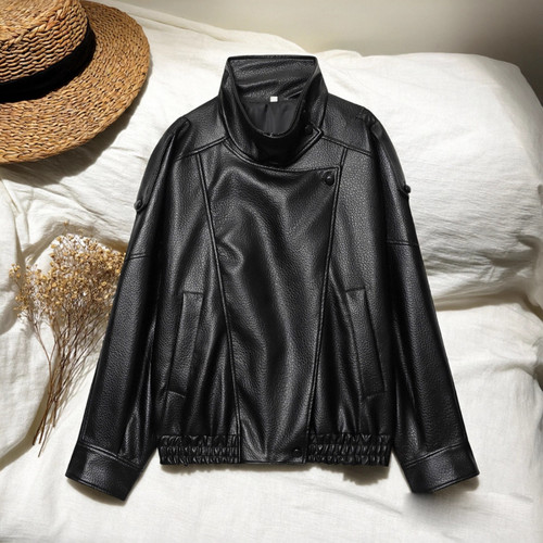 European And American Style Women's Autumn New Fashion Street Imitation Leather Jacket Coat Q119-CJYD2576299