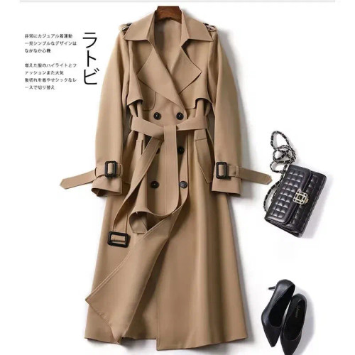 Color: Khaki, Size: XXL - Autumn Winter Long Sleeve Trench Coat For Women 2024 Fashion Loose Office F640-12000040873021550