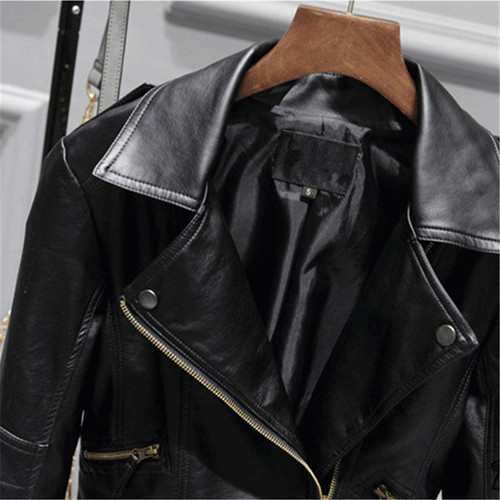 Color: Black plus velvet, Size: L - Ladies motorcycle leather Q119-CJNSWTFP00052-Black plus velvet-L