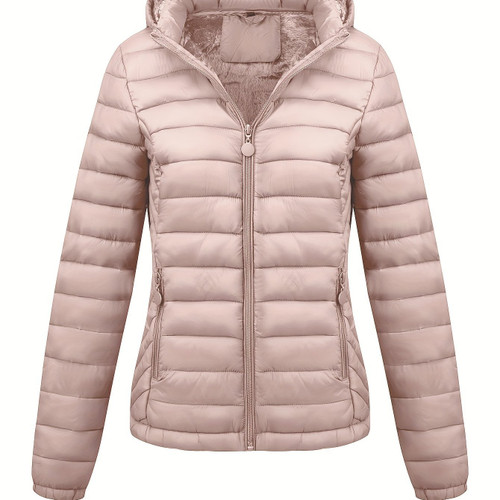 Color: Pink, Size: XXL - Women's Lightweight Hooded Winter Jacket Nylon Material Q119-CJYD242906518RI