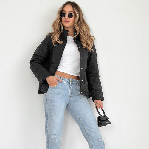 Women's Short Chic Button Stand Collar Cotton-padded Coat Q119-CJJK2444212