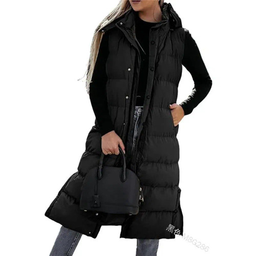 Color: black, Size: XXL - Hooded Zipper Jacket Women Oversize Waistcoat Winter Outerwear Hooded Par F640-12000031409290476