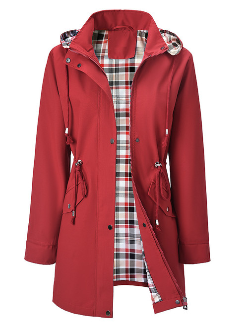 Color: Red, Size: S - Women's Windbreaker Waterproof Elegant Style Q119-CJYD246523406FU