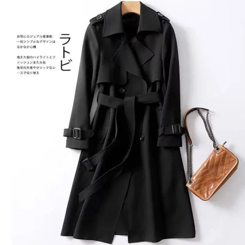 Color: black, Size: L - Autumn Winter Long Sleeve Trench Coat For Women 2024 Fashion Loose Office L F640-12000040873021515
