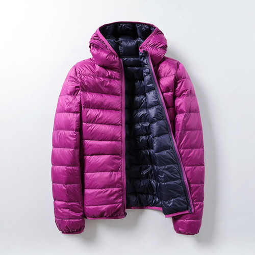 Color: Purple Navy Blue, Size: M - Thin Lightweight Short Type White Duck Down Thin Hooded Jacket Q119-CJYD247573843QJ