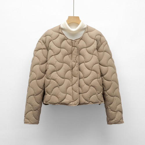 Loose Minimalist Style Lightweight Round Neck Short Jacket Q119-CJYD2623095