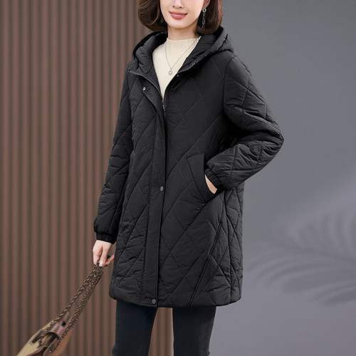 Color: Black, Size: M - Mid-length Loose Cotton-padded Thick Coat Q119-CJJK258477501AZ