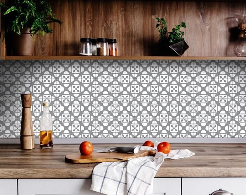 5" X 5" Light Gray And White Coli Peel And Stick Tiles N270-390694