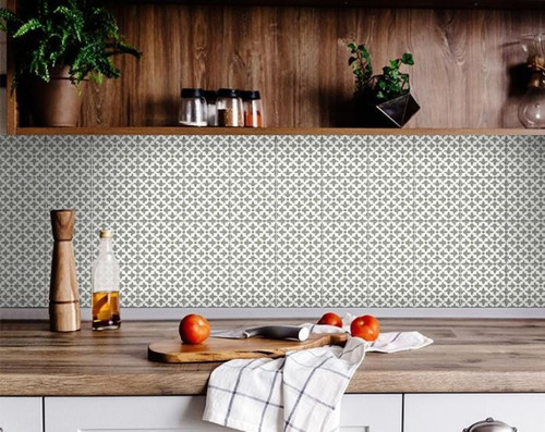 7" X 7" Sage Gray Fleur Removable Peel and Stick Tiles N270-400398