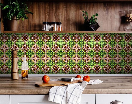 6" X 6" Green Leva Removable Peel and Stick Tiles N270-400297