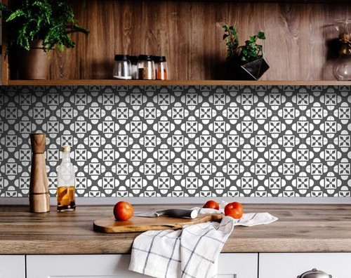 4" X 4" Dark Gray And White Coli Peel And Stick Tiles N270-390698