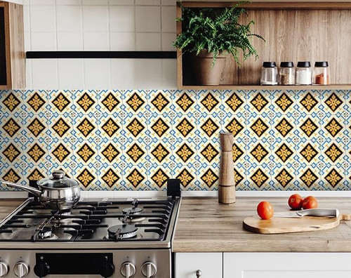 4" x 4" Gold Snowflake Peel and Stick Removable Tiles N270-400484