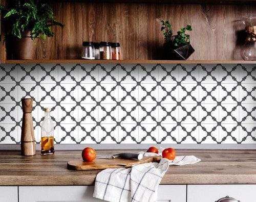 8" X 8" Dark Gray And White Tri Peel And Stick Tiles N270-390687