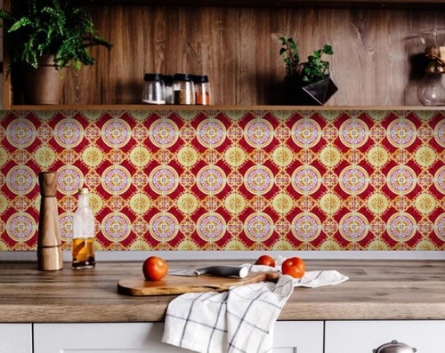 6" X 6" Golden Ruby Removable  Peel And Stick Tiles N270-390635