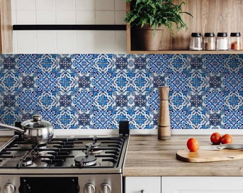 6" X 6" Blue Multi Mosaic Peel and Stick Tiles N270-400212