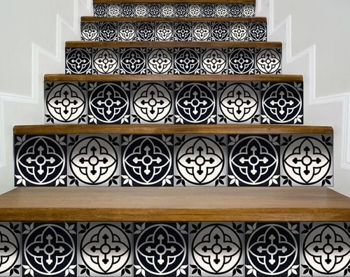 6" X 6" Black And White Rory Peel And Stick Removable Tiles N270-390725