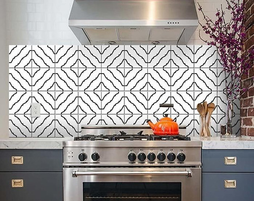 6" X 6" Black and White XL Prism Peel and Stick Removable Tiles N270-399917