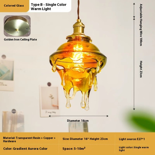 Light Source Power: Three Colors, Light Color: B Colored Glaze - Melting Candle Water Drop Retro Re Q119-CJYD254058104DW