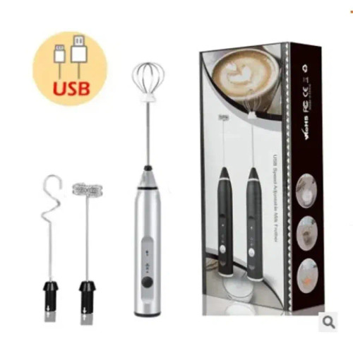 Color: Light Grey - Portable Electric Milk Frothers Handheld Blender USB Mini Coffee Maker Whisk Mi F640-12000037886010263