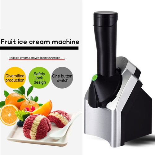 200w Home Ice Cream Maker Fruit Soft Serve Maker Energy-Saving Electronic Ice Cream Machine Silver  K484-FQZHE_19WMZUIX