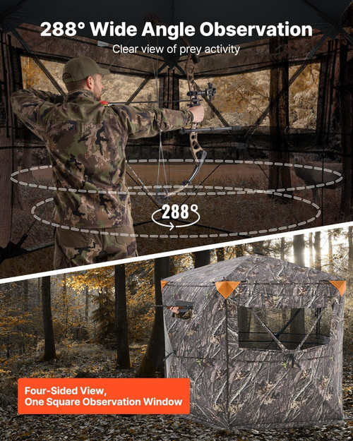 Hunting Blind, 6-7 Person, 288 Degree 5 Side See-Through Ground Blinds with Carrying Bag, Portable  E415-SLC8484INCHWJUGBJ001V0