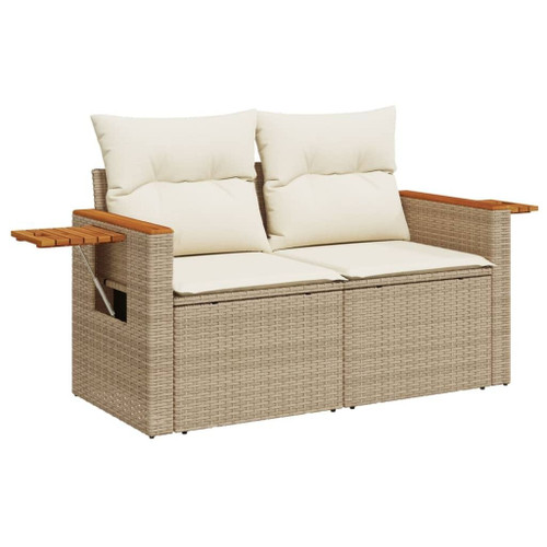 Garden Sofa Beige PE rattan 2-Seater Foldable Outdoor Sofa A949-366083