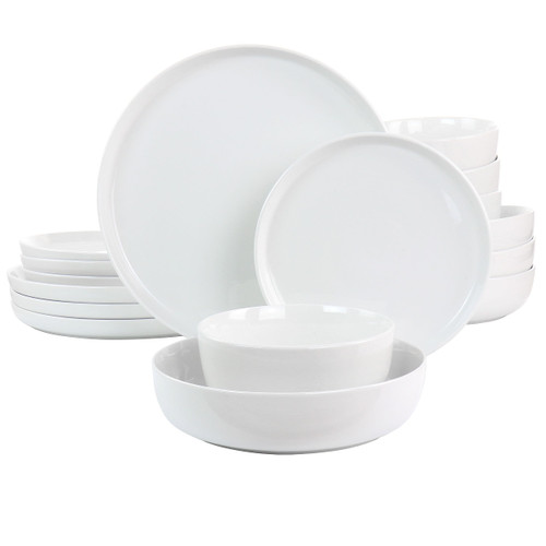 Gibson Home White Deco 16 Piece Fine Ceramic Dinnerware Set in White D970-131058.16