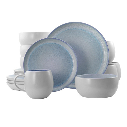 Elama Mocha 16 Piece Stoneware Dinnerware Set in Blue D970-EL-MOCHABLUE