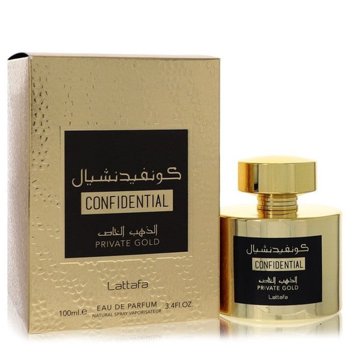 Lattafa Confidential Private Gold by Lattafa Eau De Parfum Spray (Unisex) 3.4 oz (Men) V728-562424
