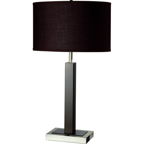 30" Black Polyresin Table Lamp With Brown Classic Drum Shade N270-468595